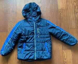 Protection System Winter Jacket Kids 10/12 Black Puffer Hooded Full Zip Ski